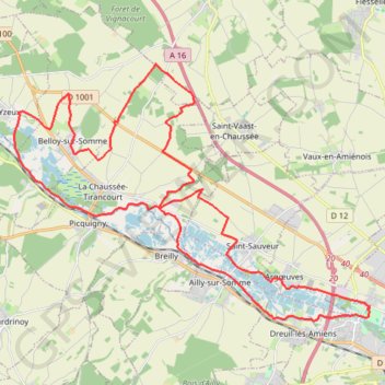 Itinéraire Marathon Amiens, distance, dénivelé, altitude, carte, profil, trace GPS