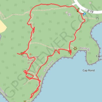 Itinéraire Piton Grand Anse, distance, dénivelé, altitude, carte, profil, trace GPS