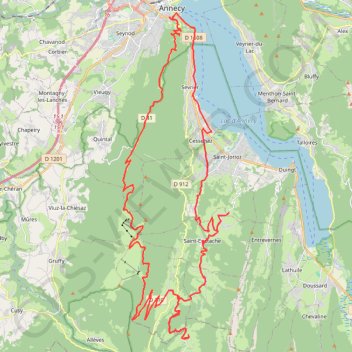 Itinéraire Le Villard Derrière - Annecy - Le Semnoz, distance, dénivelé, altitude, carte, profil, trace GPS
