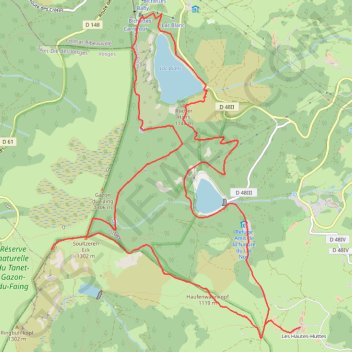 Itinéraire Hautes-Huttes - Les lacs, distance, dénivelé, altitude, carte, profil, trace GPS