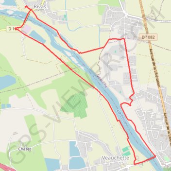 Itinéraire Du Barrage de Villerest au Barrage de Grangent en 10 boucles - Pont de Rivas - Pont de Veauche, distance, dénivelé, altitude, carte, profil, trace GPS