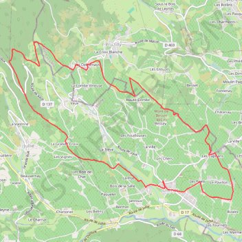 Itinéraire Juliénas - Mont de Besset - Mont Fétraud, distance, dénivelé, altitude, carte, profil, trace GPS