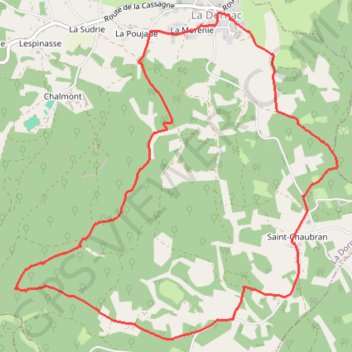 Itinéraire Ladornac - Boucle de Saint-Chaubrant, distance, dénivelé, altitude, carte, profil, trace GPS