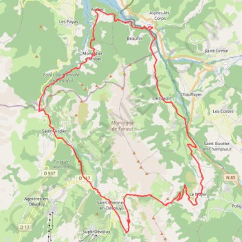 Itinéraire Le Devoluy au départ de la Guinguette, distance, dénivelé, altitude, carte, profil, trace GPS