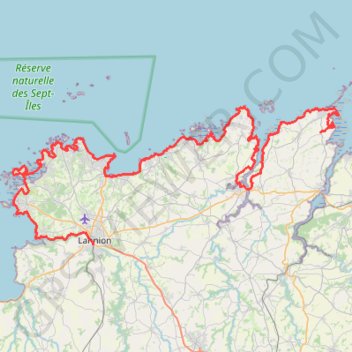 Itinéraire GR34-Tregor, distance, dénivelé, altitude, carte, profil, trace GPS