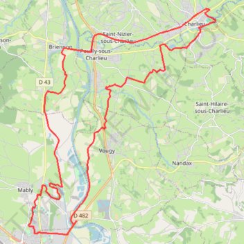 Itinéraire Mably (GVL) Sentier du Bézo à Charlieu, distance, dénivelé, altitude, carte, profil, trace GPS