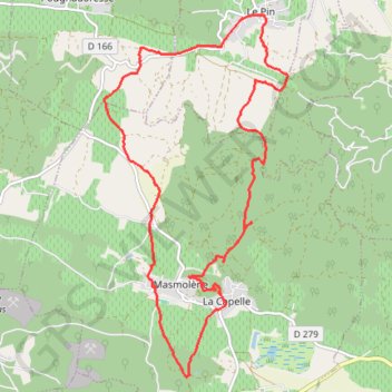 Itinéraire Masmolène, distance, dénivelé, altitude, carte, profil, trace GPS