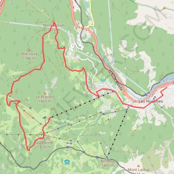 Itinéraire Tête de la Charme, distance, dénivelé, altitude, carte, profil, trace GPS