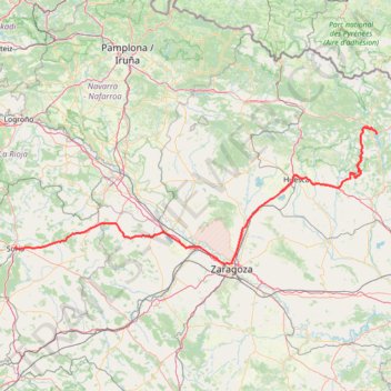 Itinéraire Etape 2 bis Aínsa-Sobrarbe - Soria, distance, dénivelé, altitude, carte, profil, trace GPS