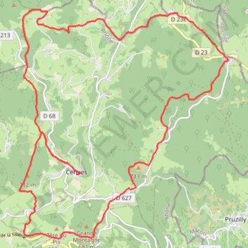 Itinéraire Cenves Marche à pied, distance, dénivelé, altitude, carte, profil, trace GPS