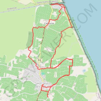 Itinéraire Vignes du Medoc, distance, dénivelé, altitude, carte, profil, trace GPS