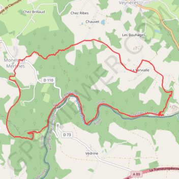 Itinéraire Les Ermites - Monestier-Merlines - Pays de Haute Corrèze, distance, dénivelé, altitude, carte, profil, trace GPS