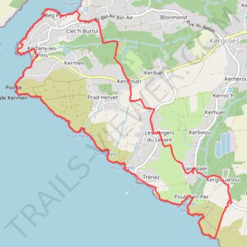Itinéraire Kerkany-les-Pins court, distance, dénivelé, altitude, carte, profil, trace GPS