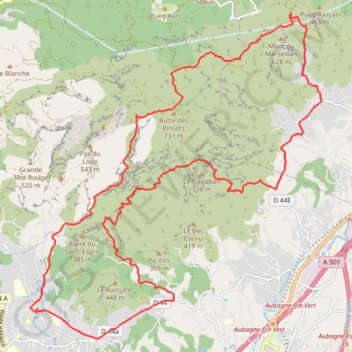 Itinéraire Autour du Garlaban, distance, dénivelé, altitude, carte, profil, trace GPS