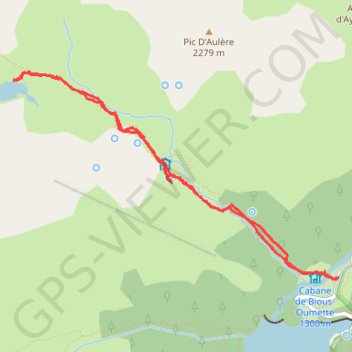 Itinéraire Lac d'Aule depuis Bious-Oumettes, distance, dénivelé, altitude, carte, profil, trace GPS