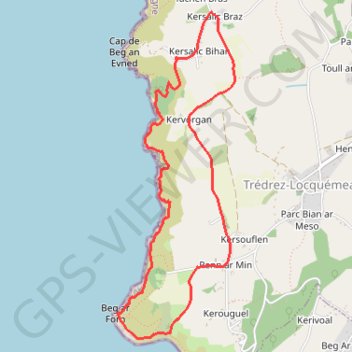 Itinéraire Kersalic-Beg ar Forn, distance, dénivelé, altitude, carte, profil, trace GPS