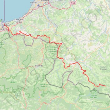 Itinéraire GR10 V26 de Hendaye a Etsaut, distance, dénivelé, altitude, carte, profil, trace GPS