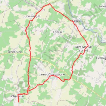 Itinéraire Vallée du Né - Chadenac, distance, dénivelé, altitude, carte, profil, trace GPS