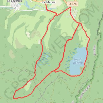 Itinéraire Tour du lac de Bonlieu boucle forêt, distance, dénivelé, altitude, carte, profil, trace GPS