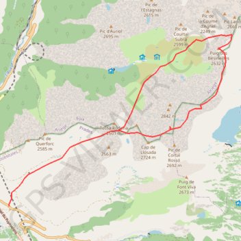Itinéraire Puig de Coma d'Or et puig des Bésineilles depuis le Puymorens, distance, dénivelé, altitude, carte, profil, trace GPS