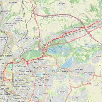Itinéraire 17,_Rue_du_Docteur_Bouchut,_Lyon,_France-Allée_des_Albanières,_Montluel,_France, distance, dénivelé, altitude, carte, profil, trace GPS