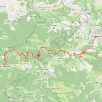 Itinéraire Saint Jean - Saint Girons par la montagne, distance, dénivelé, altitude, carte, profil, trace GPS