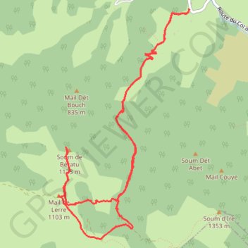 Itinéraire Soum de Bératu, distance, dénivelé, altitude, carte, profil, trace GPS