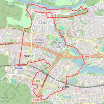 Itinéraire Noisiel empire industriel, distance, dénivelé, altitude, carte, profil, trace GPS