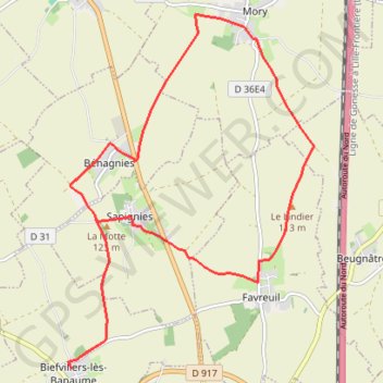 Itinéraire Sur les traces de la Guerre Franco-Prussienne : 1870-1871 (Biefvillers-lés-Bapaume), distance, dénivelé, altitude, carte, profil, trace GPS