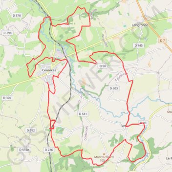 Itinéraire À Cérences, distance, dénivelé, altitude, carte, profil, trace GPS