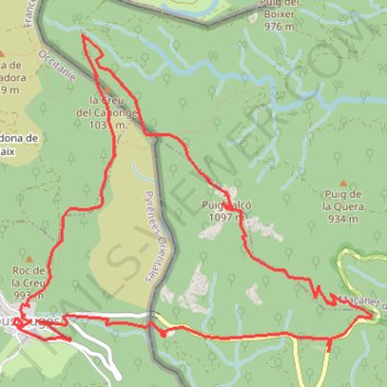 Itinéraire Coll dels horts-Puig Falcó-Costoja-coll dels horts, distance, dénivelé, altitude, carte, profil, trace GPS