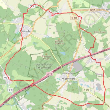 Itinéraire Angervilliers, distance, dénivelé, altitude, carte, profil, trace GPS