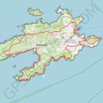 Itinéraire Île d'Ouessant, distance, dénivelé, altitude, carte, profil, trace GPS
