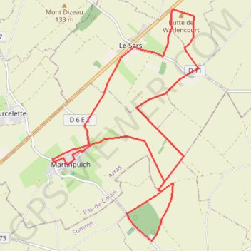 Itinéraire Le sentier de l'Abbaye d'Eaucourt, distance, dénivelé, altitude, carte, profil, trace GPS