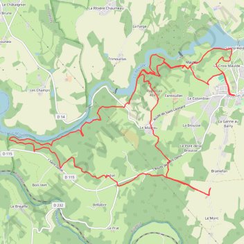Itinéraire Bujaleuf 2018, distance, dénivelé, altitude, carte, profil, trace GPS