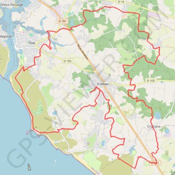 Itinéraire Rando Erdeven, distance, dénivelé, altitude, carte, profil, trace GPS