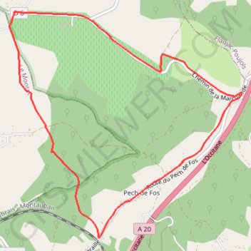Itinéraire Boucle depuis Pech de Fos, distance, dénivelé, altitude, carte, profil, trace GPS