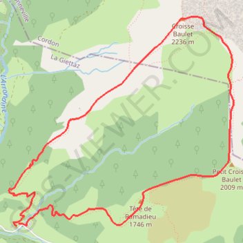 Itinéraire Balade dans le Val d'Arly - Le Croise Baulet par l'alpage du Leuta, distance, dénivelé, altitude, carte, profil, trace GPS