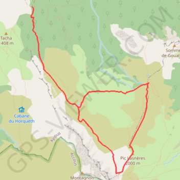 Itinéraire Pic Lasnères, distance, dénivelé, altitude, carte, profil, trace GPS