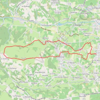 Itinéraire Lacenas 10Km, distance, dénivelé, altitude, carte, profil, trace GPS