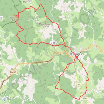 Itinéraire Estvareilles, distance, dénivelé, altitude, carte, profil, trace GPS