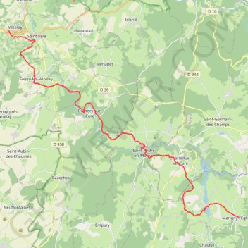 Itinéraire VEZELAY - MARIGNY, distance, dénivelé, altitude, carte, profil, trace GPS