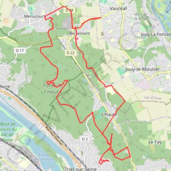 Itinéraire Boucle dans l'hautil, distance, dénivelé, altitude, carte, profil, trace GPS