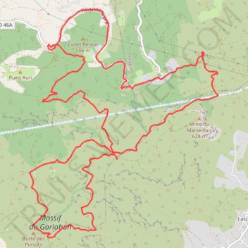 Itinéraire Pichaury Garlaban Galinette, distance, dénivelé, altitude, carte, profil, trace GPS