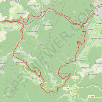 Itinéraire Saverne - Sickertkopf - Dabo - Himbeerfels - Saverne, distance, dénivelé, altitude, carte, profil, trace GPS