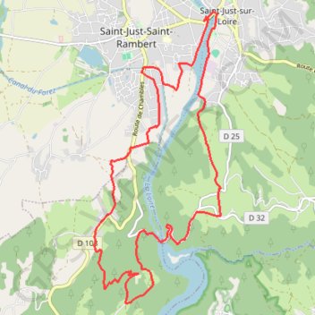 Itinéraire Du Barrage de Villerest au Barrage de Grangent en 10 boucles - Pont de Saint-Just-Saint-Rambert - Barrage de Grangent, distance, dénivelé, altitude, carte, profil, trace GPS