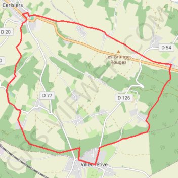 Itinéraire Autour de Cerisiers, distance, dénivelé, altitude, carte, profil, trace GPS