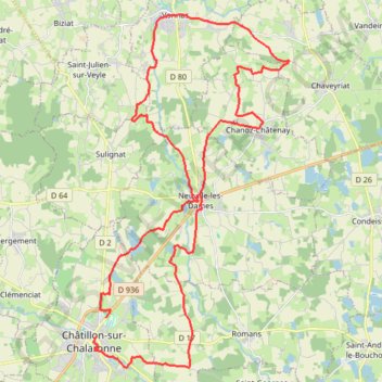Itinéraire Marathon Bresse Dombes, distance, dénivelé, altitude, carte, profil, trace GPS