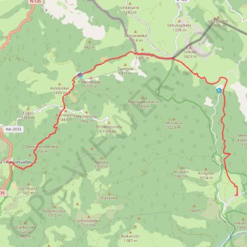 Itinéraire Roncevaux Mendilatz, distance, dénivelé, altitude, carte, profil, trace GPS