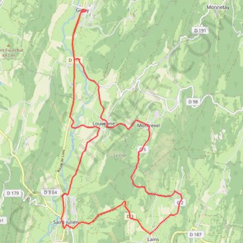 Itinéraire Abbaye de Gigny - Saint-Julien, distance, dénivelé, altitude, carte, profil, trace GPS